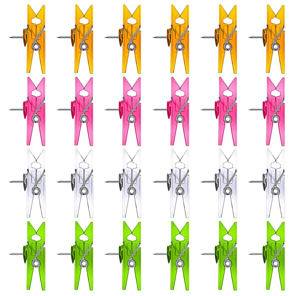 2 Boxes Multi-Function Decorative Photo Clips Plastic Push Pin Clips for Wall Window Christmas Wedding Party Display Small