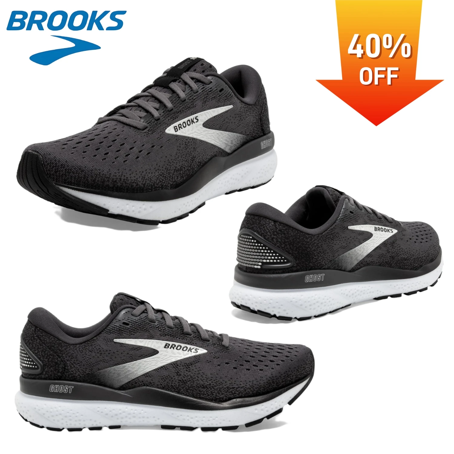 Brooks Men’s Ghost 16 Neutral Running Shoe Delivers A Soft, Plush Ride For Runners Seeking Comfort