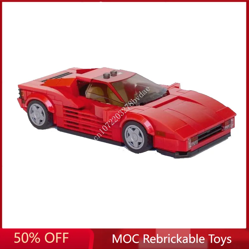 285PCS MOC Speed Champions Ferraried Testarossa Sportscar Model Building Blocks Technology Bricks DIY Assembly Kids Toys Gifts