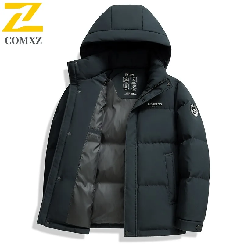 COMXZ Men Down Jacket New Outdoor Climbing Cold Protection Warm Lightweight Coat Fashion Hiking Camping Windproof Winter Garment