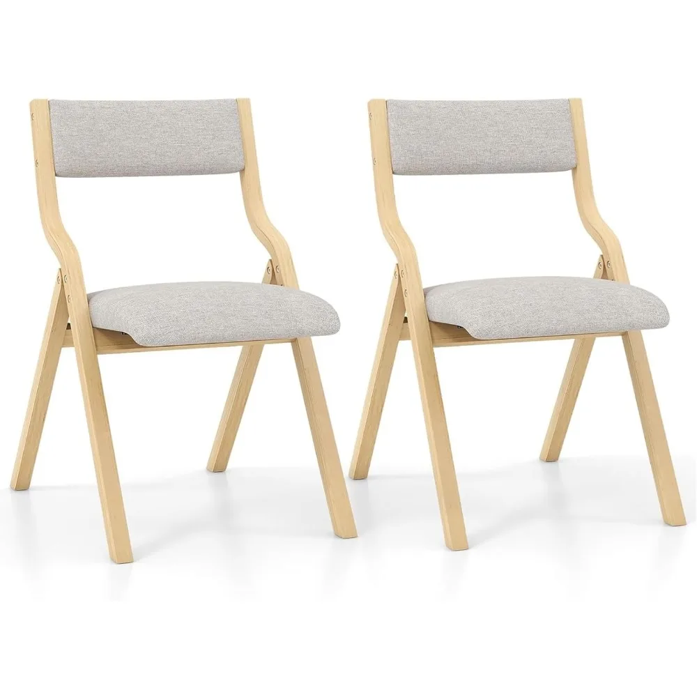 

Moccha Folding Chair, No Assembly Foldable Dining Chairs w/Slip Foot Pads, Folding Chairs 2 Pack w/Linen Padded Seats, Wo