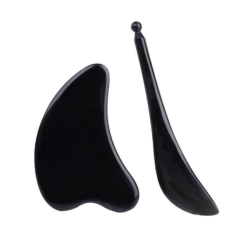 Gua Sha Facial Tool, Black Obsidian Massage Tool Guasha Board for Facial Body Skin for SPA Acupuncture Therapy Point Treatment