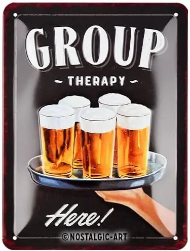 Nostalgic-Art Retro tin sign, , Group Therapy – Gift idea for beer fans, made of metal, vintage design with s-aluminum