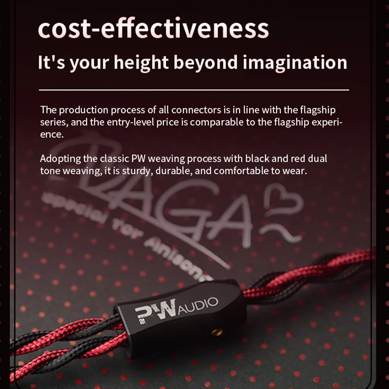 GothamPro & PWaudio 0.78mm 2PIN BAGA 오디오 케이블 레드-블랙