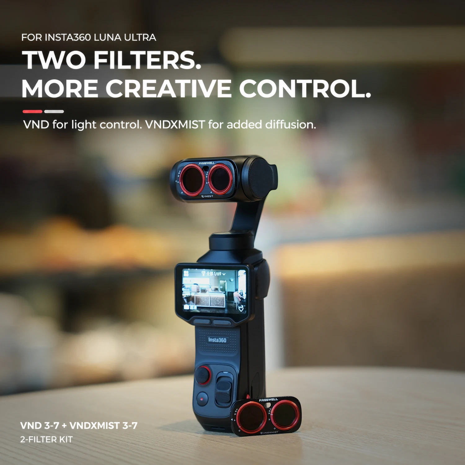 Filtr magnetyczny VND i VNDXMIST Freewell do kamery Insta360 Luna Ultra, akcesoria fotograficzne — zdjęcie produktu 2