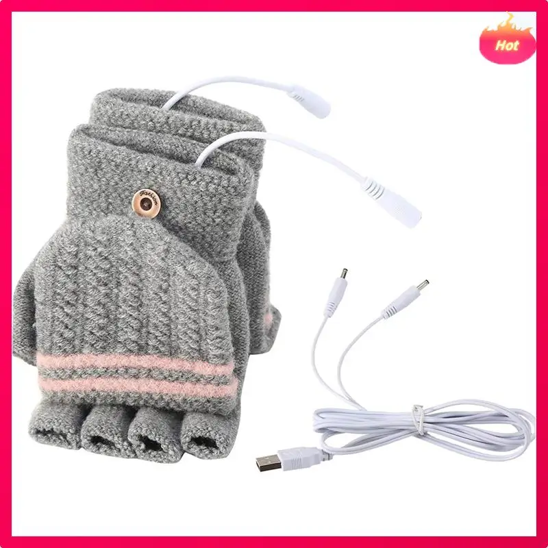 Multi Usb Heated Gloves For Men And Women, Winter Reversible Heated Fingerless Gloves For Typing And Outdoor Use