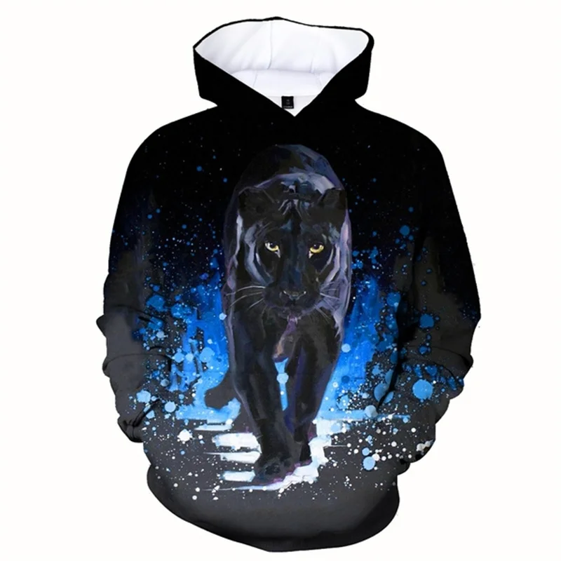 Black Leopard Graphics Hoodie Animal Beast 3d Printed Men Hot Sale Sweatshirt Fashion Pullover Outdoor Street Hoodies Clothing