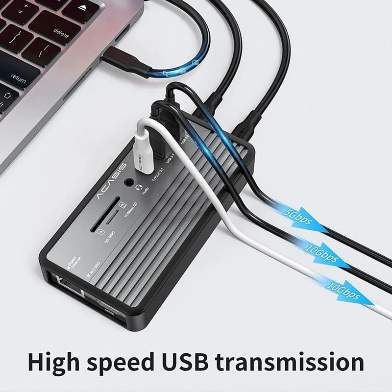 ACASIS 10 In 1 Docking Station USB-C 3.2 HUB 10Gbps With M.2 NVME And SATA SSD Enclosure -Compatible 100W PD For PC