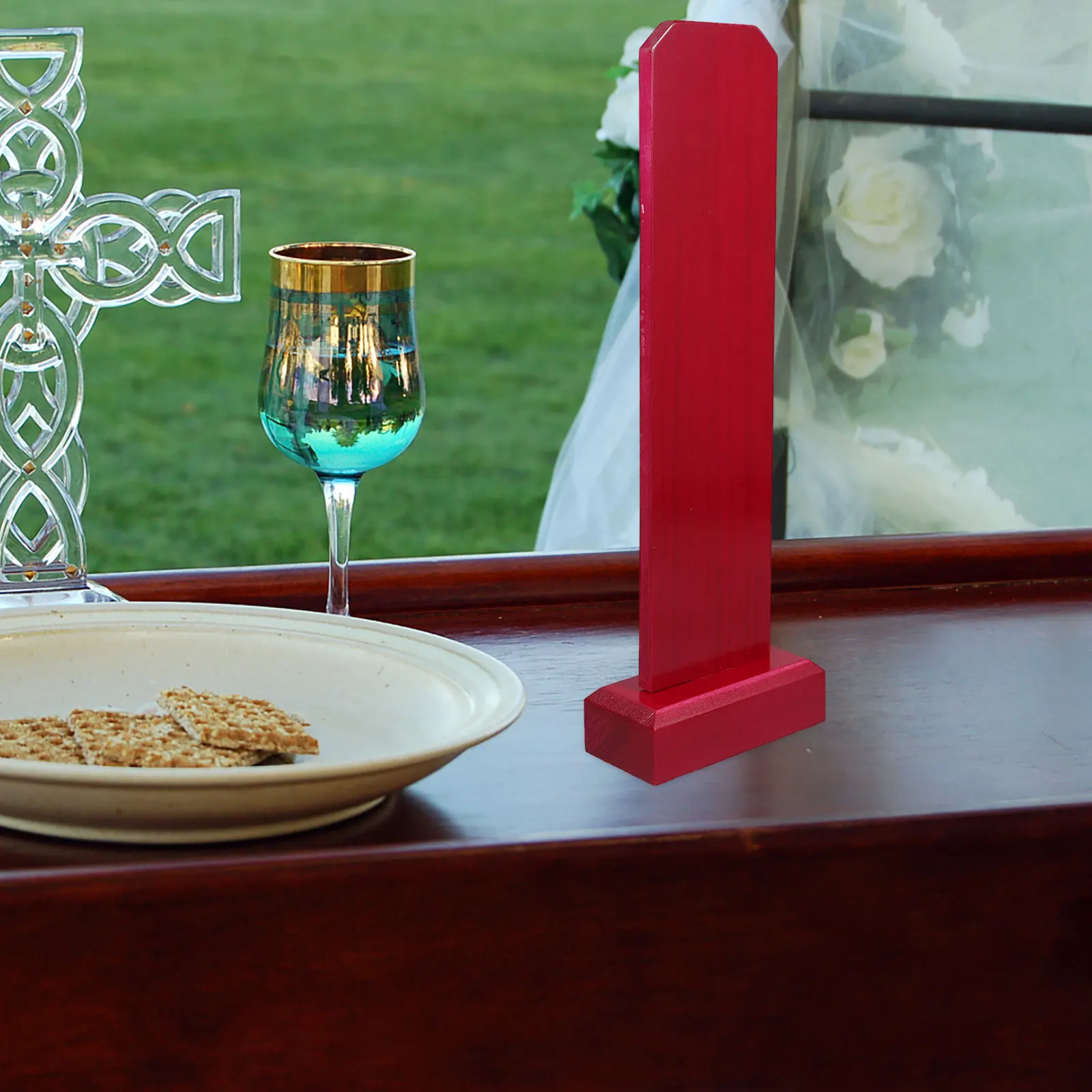 لوحة تذكارية من الخشب الصلب باللون الأحمر، تصميم خالد لتابلت العبادة المثالية لديكور المذبح المنزلي