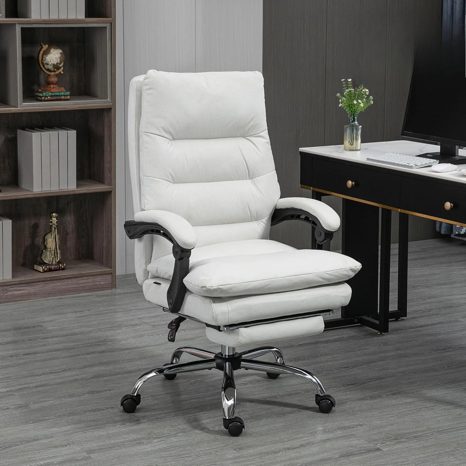 Microfibre Executive Massage Office Chair, Computer Desk Chair, Heated Reclining Chair with Footrest, Customized