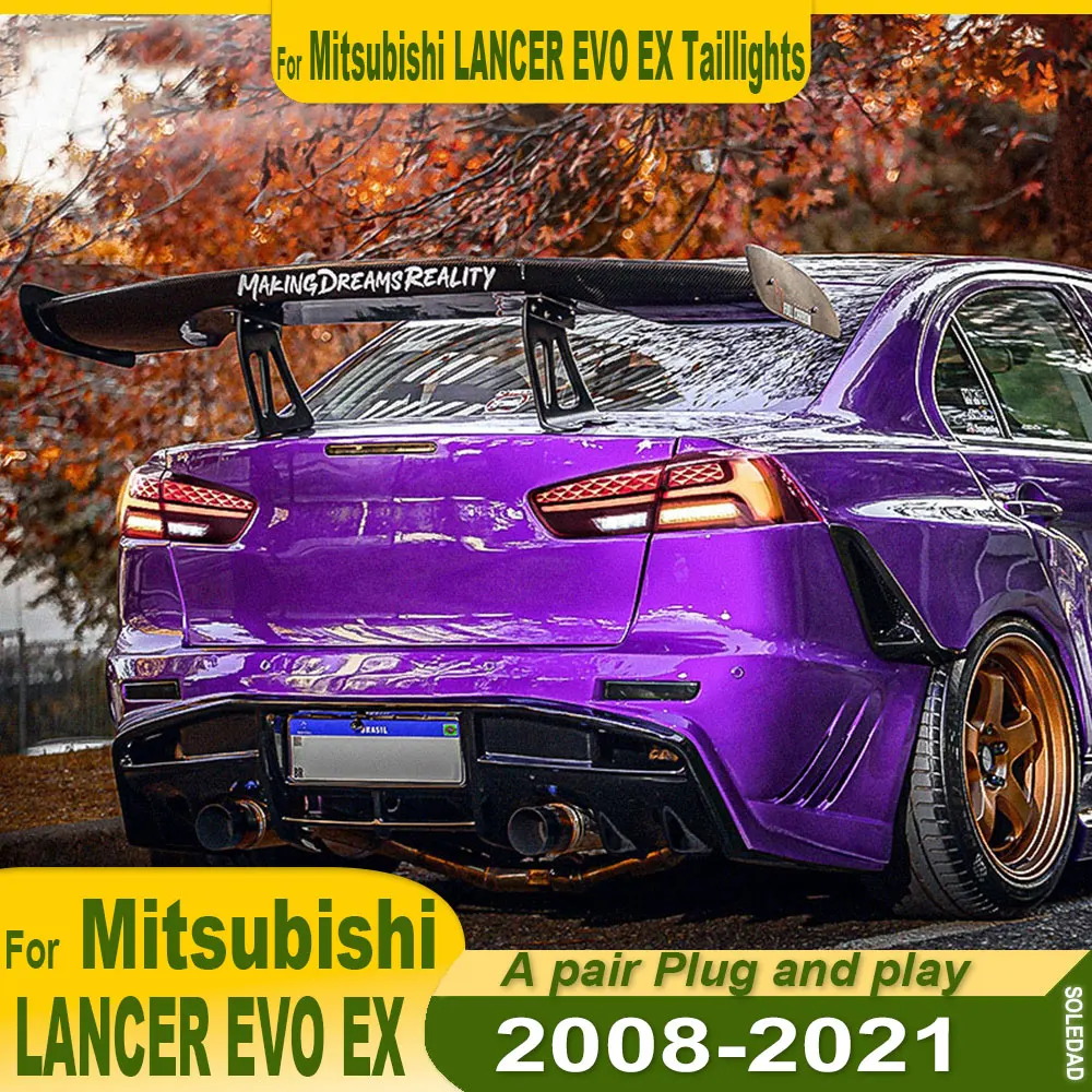 Car Tail Lamp for Mitsubishi Lancer EVO EX 2008-2017 Stop Rear LED Brake Light Lamp Left Right Side LED Turning Signal Light