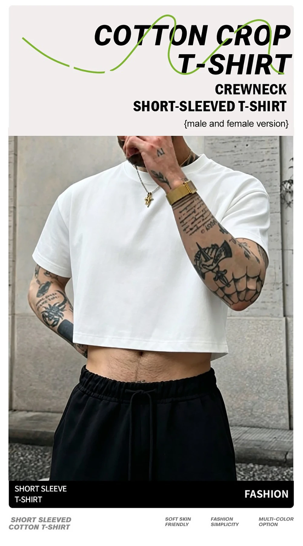 Personalisierte, individuelle DIY-Foto-Crop-Tops aus Baumwolle in den Größen S-3XL, lässige, lockere Kurzarm-Shirts, bequeme Basic-Streetwear. – Detail 2
