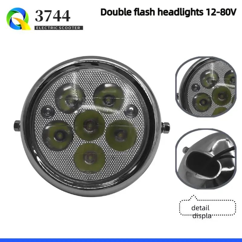 

12V-80V 6 Bead LED Round Headlight 5 Inch Round Light for Citycoco Electric Scooter Accessories