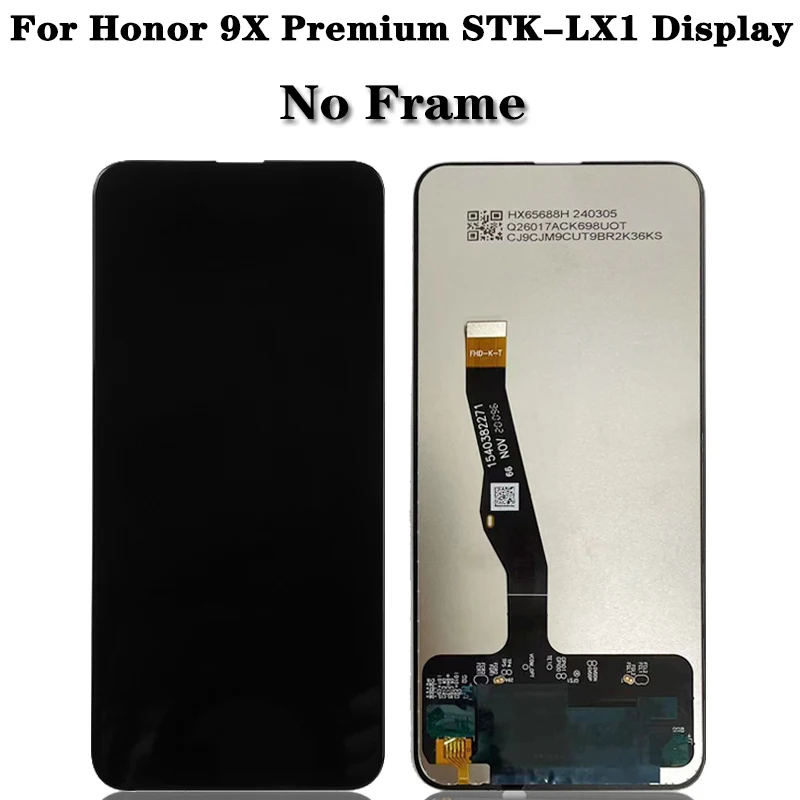 Test New 9x LCD For Huawei Honor 9X 9 X Premium Global STK-LX1 LCD Display Touch Screen Digitizer Assembly+Frame