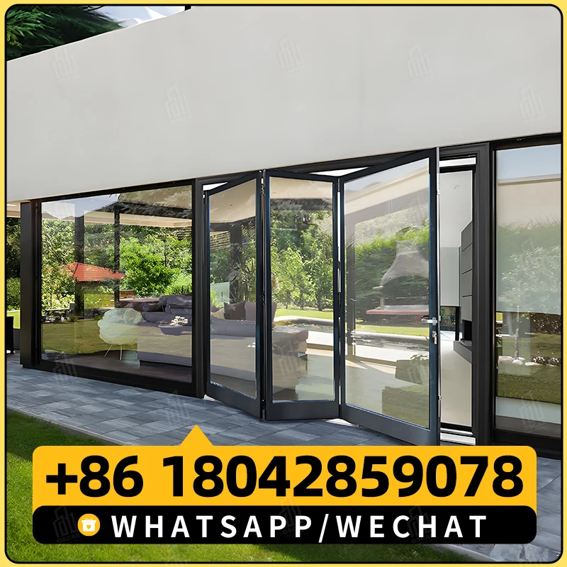 Sunnysky Modern Design Customized Interior Soundproof Double Glazed Aluminum Profile Folding Doors For Houses