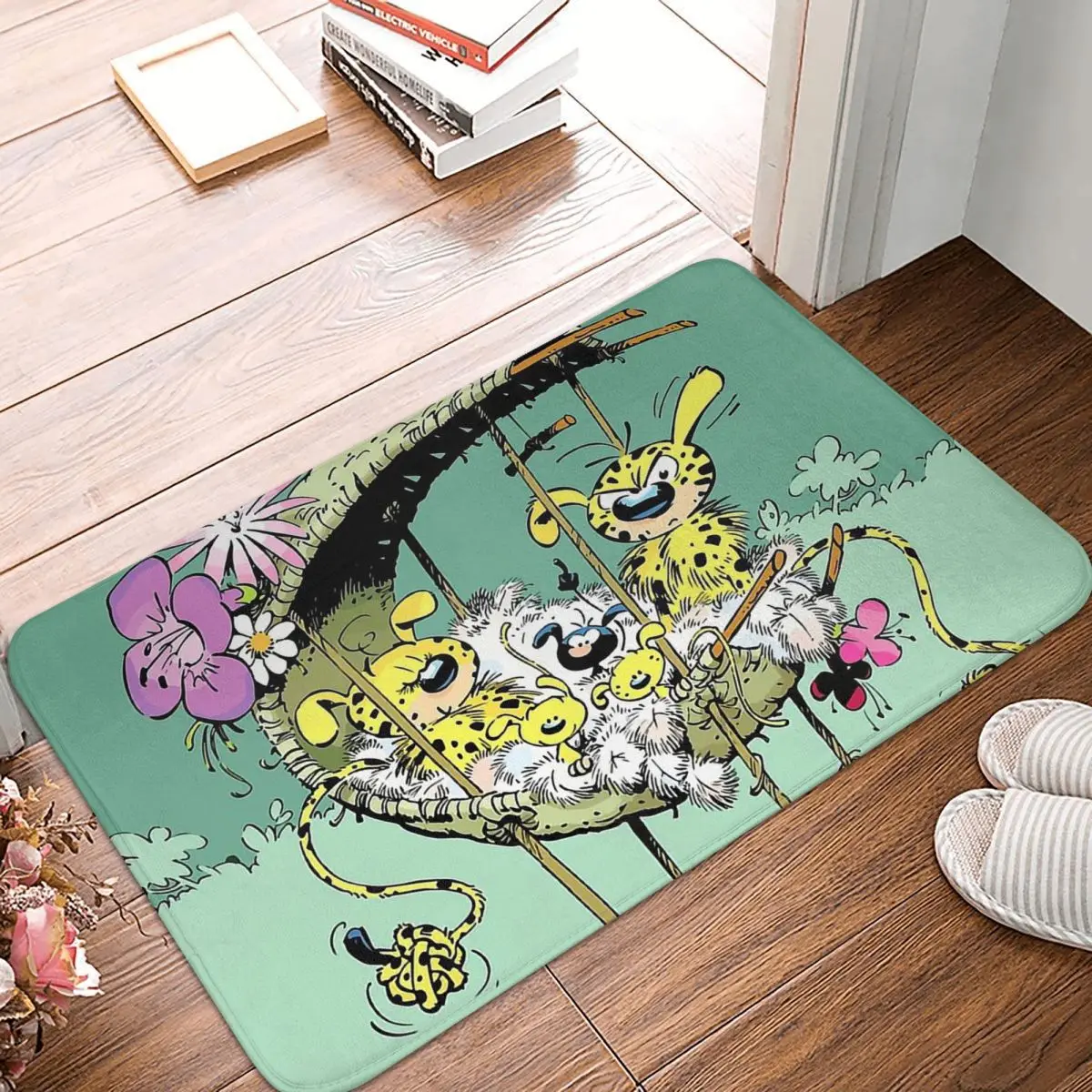 Marsupilami Cute Leopard Anti-Slip Doormat Kitchen Mat Family In Nest Floor Carpet Welcome Rug Home Decor