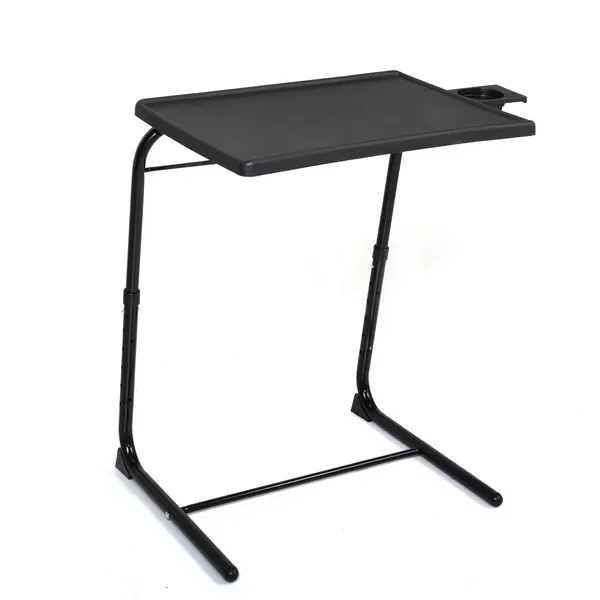 

Adjustable TV Tray Table with Cup Holder; Folding TV Dinner Table with 6 Height and 3 Angle Adjustments