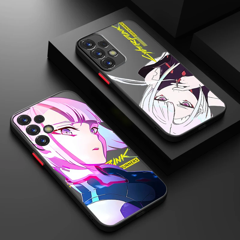 Lucy C-Cyberpunk Edgerunners Frosted Translucent For Samsung Note 20 A35 A03 A54 A31 A22 A34 A14 A24 A04 A55 5G Soft Phone Case