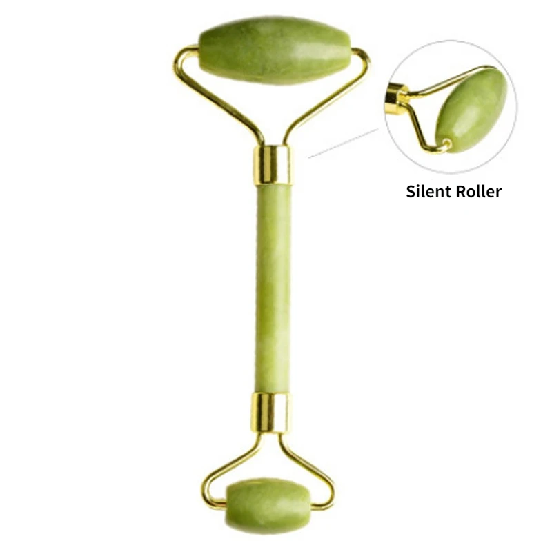 Facial Green Jade Massage Roller Silence Face Roller for Face Neck Massage Double Heads Roller Facial Massage Relax