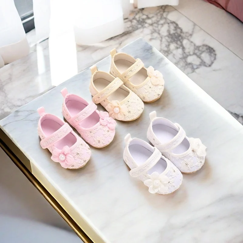 Nette Blume Baby Mädchen Prinzessin Schuhe 0-1 Jahre Alt Casual Anti Slip Bogen Frühling Herbst Weiche Sohle Für junge Kinder Ersten Spaziergang