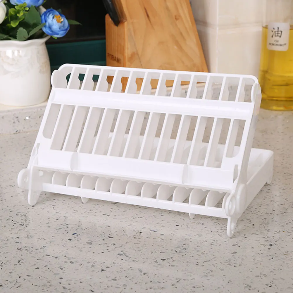 

Plastic Dish Drainage Rack Kitchen Drying Bowl Cutlery Storage Foldable Counter Top Drainer Sanitary Water Proof