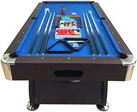 8' Feet Billiard Pool Table Vintage Blue 8FT with Automatic Ball Return System Snooker Full Set Accessories Game