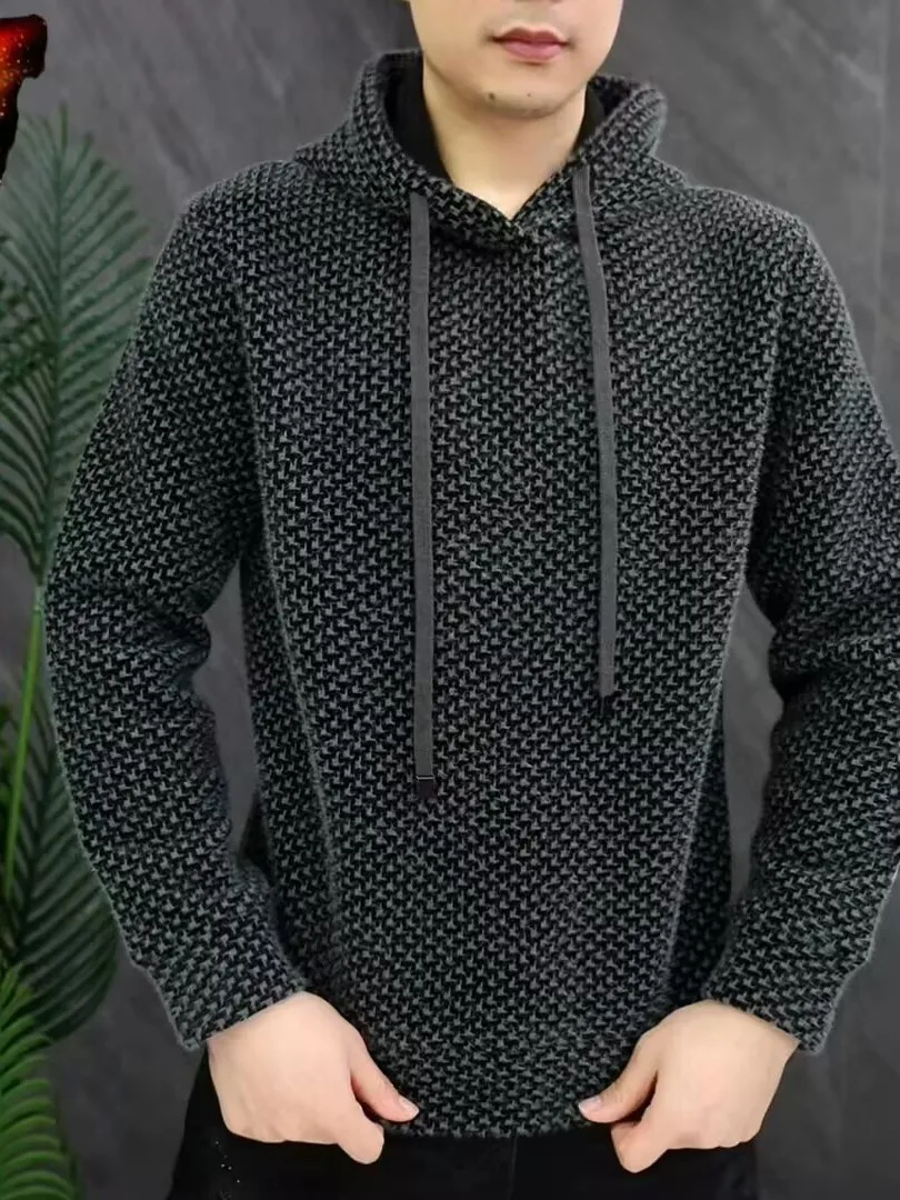 

Autumn Winter New Sle Men's Hooded Fce Lined Slim Fit Casual irt Trendy Streetwear Comfortable Breathable Polyester El...