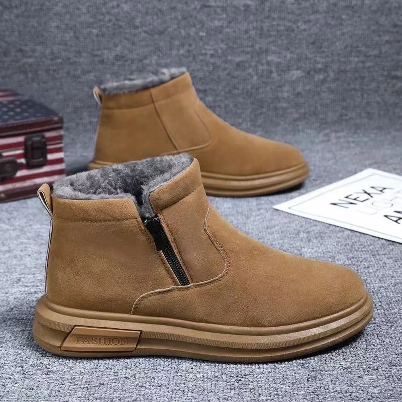 

Winter 2026 New Plush Thick Cotton Shoes Warm Versatile Snow Boots Casual Mens Soft Sole High Top Slip On Boots