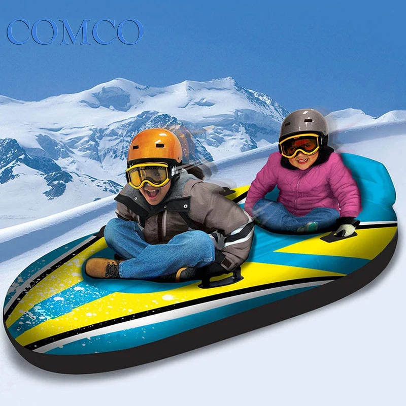 ICTI Factory Snowboogie Racer Tube Double Rider Inflatable Snow Sled with Soft Handles Snow Racing Car Sled