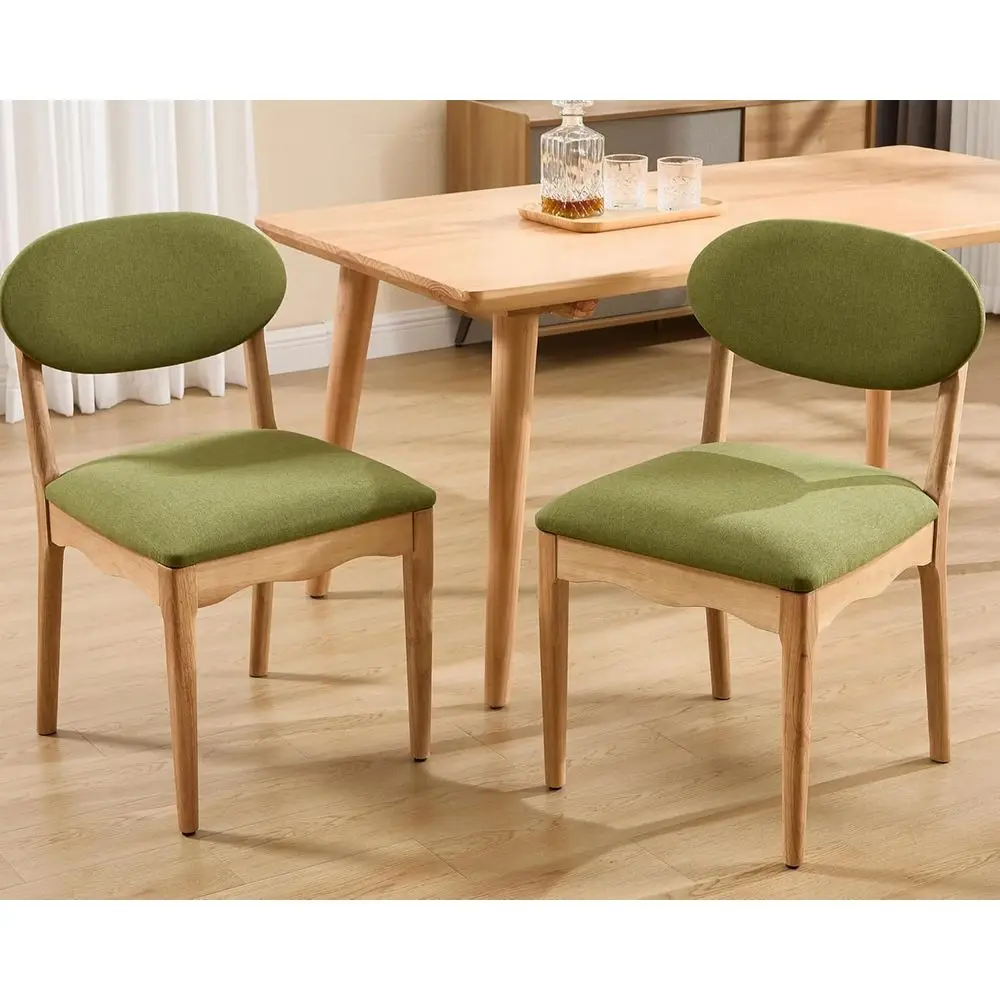 

Green Linen Upholstered Arm Chairs Set of 2 with Wood Legs for Dining Rooms, Cafes, and Restaurants