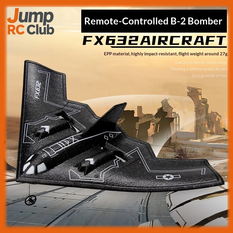 

RC Remote Control Foam Airplane FX632 Fixed Wing Glider Stealth Wing Style Crash Resistant Lightweight Flying Toy Outdoor