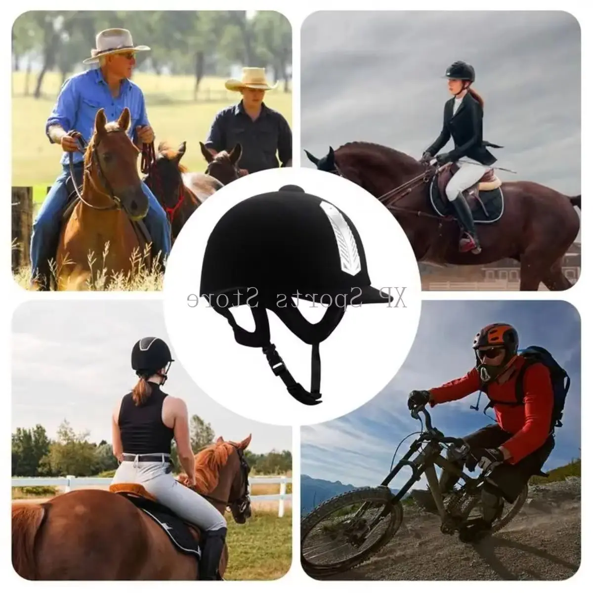 خوذة ركوب الخيل متينة قابلة للتنفس - خوذة أمان نصف غطاء لسلامة الفروسية ABS، مقاس قابل للتعديل 52-62 سم لجميع الأعمار #1