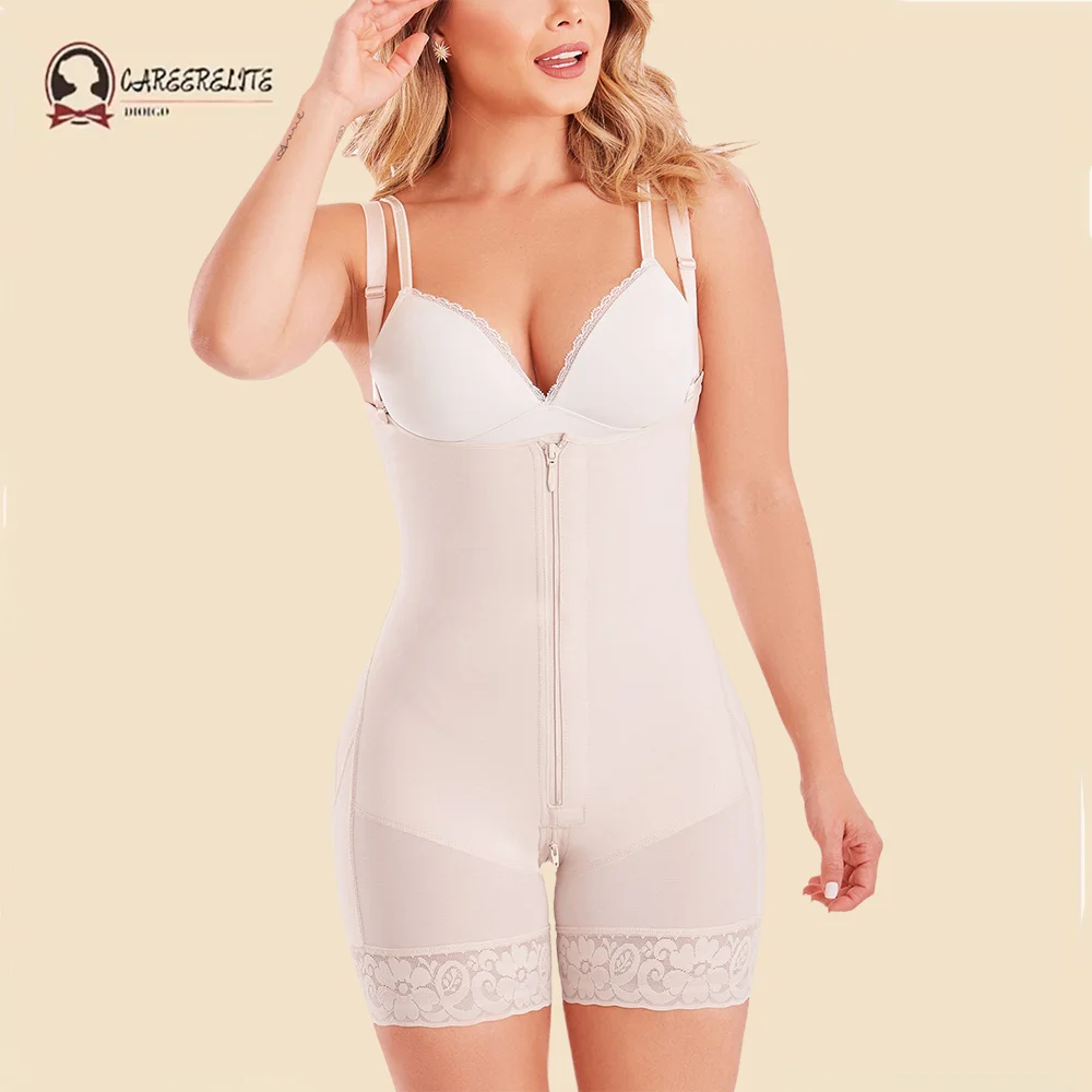 

Fajas Colombianas Shapewear With Front Zipper Covered Back Body Shaper Open Breasts Butt Lifting Bodysuit Plus Size Sexy Figure