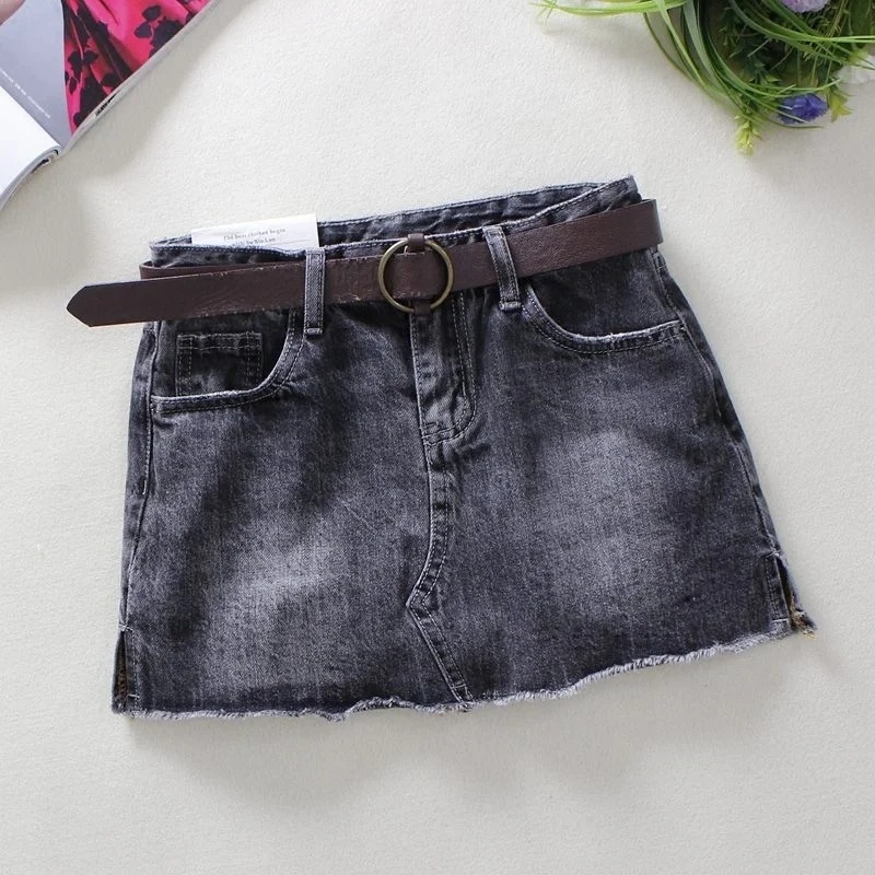 

2023 Spring Summer Style Solid Color Denim Skirt Women High Waist Slim Elasticity Pockets Button All-matched Jeans Mini Skirt