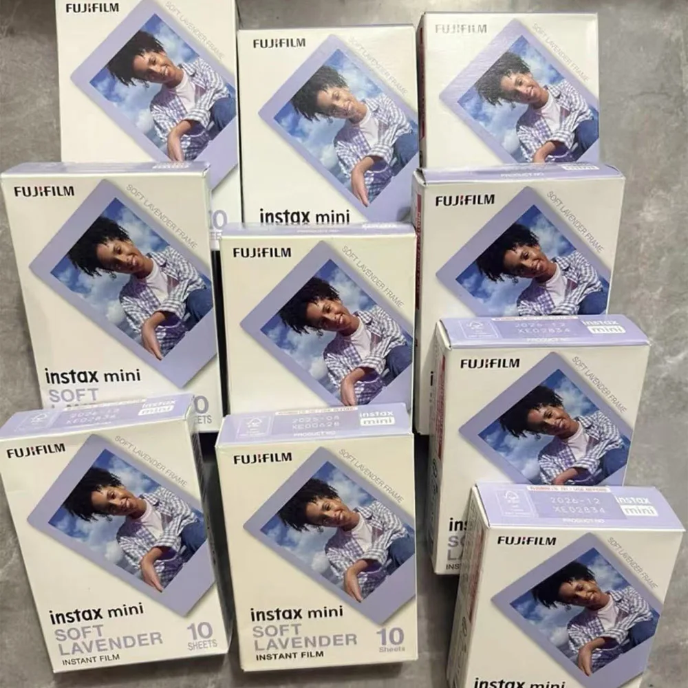 10/20/50 ورقة Fujifilm Instax Mini Color Film Soft Lavender Film لـ Fuji Mini 12 11 8 9 7s 25 26 70 Evo Camera (Expiry-2027)