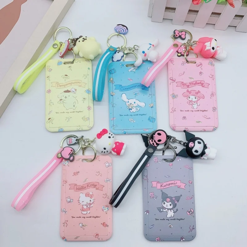 พวงกุญแจซานริโอ้ลายคิวท์ ซินนามอโรล มายเมโลดี้ อนิเมะ ที่ใส่บัตร พวงกุญแจน่ารัก ที่ใส่บัตรพลาสติก สายคล้องบัตรสำหรับสาวๆ