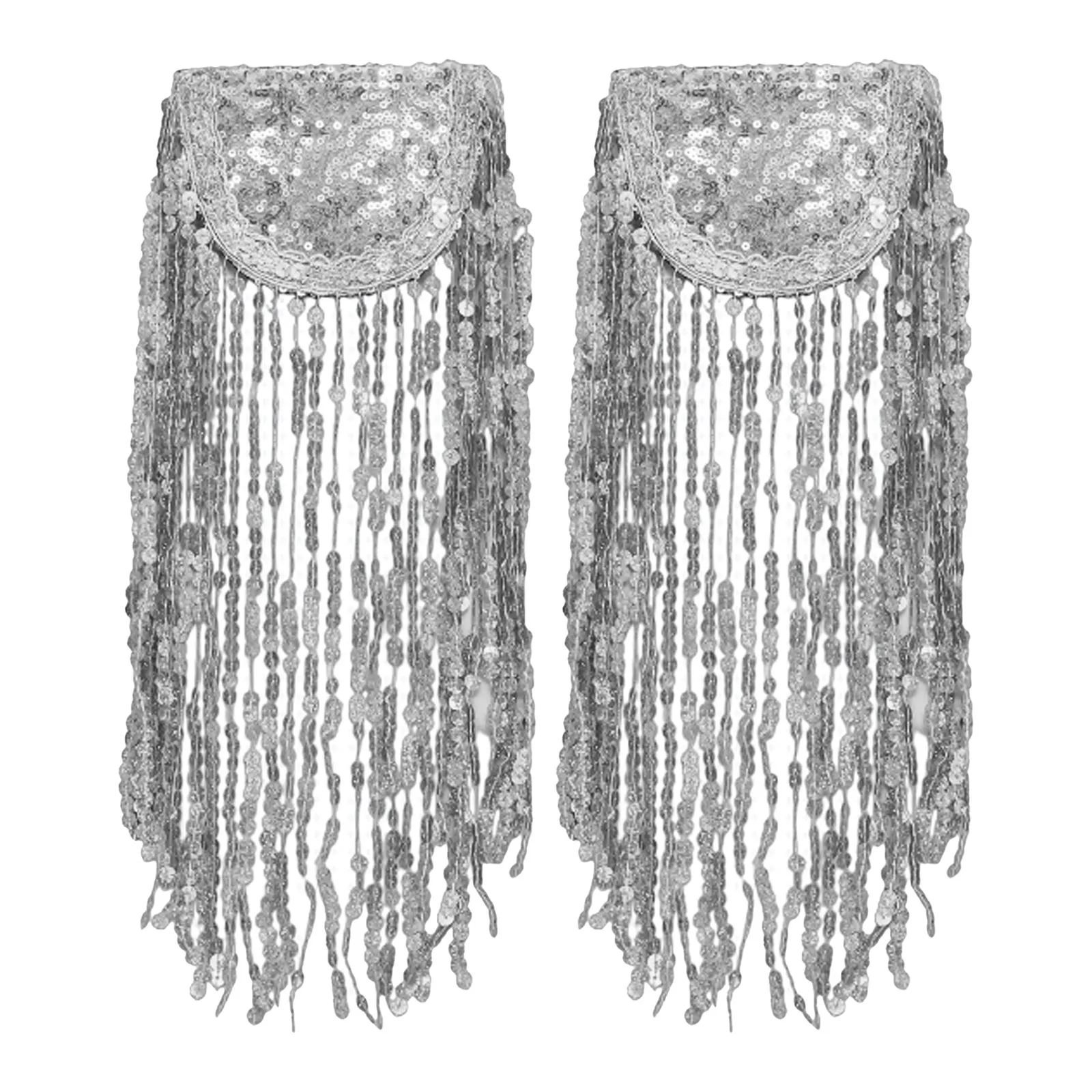 Women Men Shiny Tassel Sequins Epaulet Shoulder Badge for Clothes Punk Coat Suit DIY Tassel Shoulder Clips Appliques 1 Pair