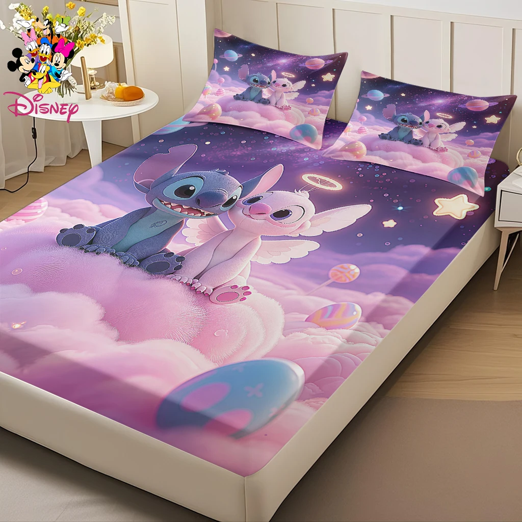 2/3 قطعة مجموعة ألواح ديزني ستيتش والملاك المجهزة، موضوع سحابة السماء المرصعة بالنجوم، مناسبة لغرف النوم المنزلية/غرف الضيوف/المهاجع