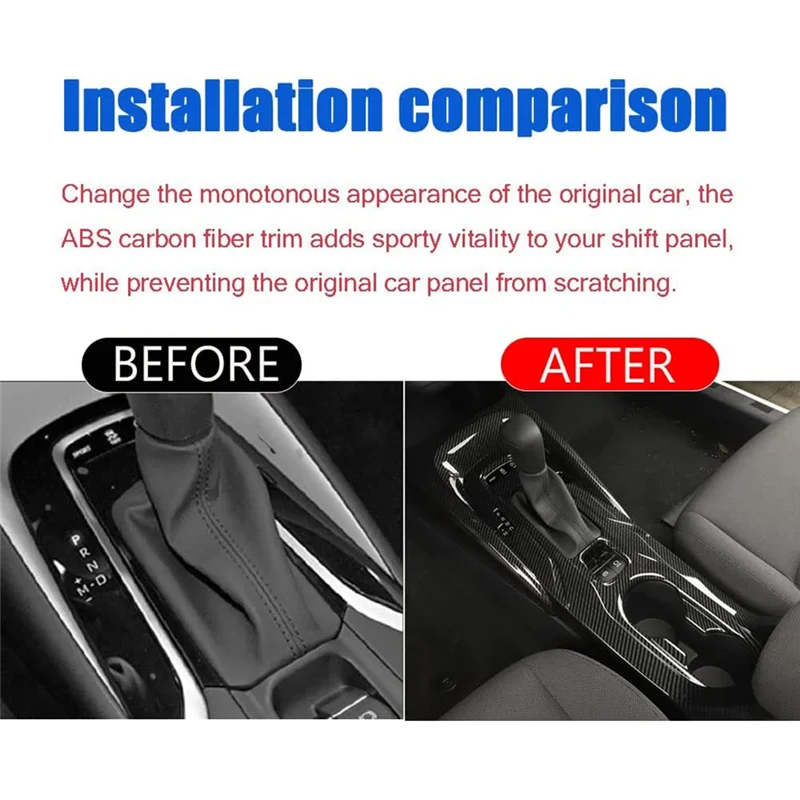 For Toyota Corolla 2020-2022 Center Console Gear Shift Panel Frame Cup Holder Cover Trim Accessories ,ABS Carbon Fiber