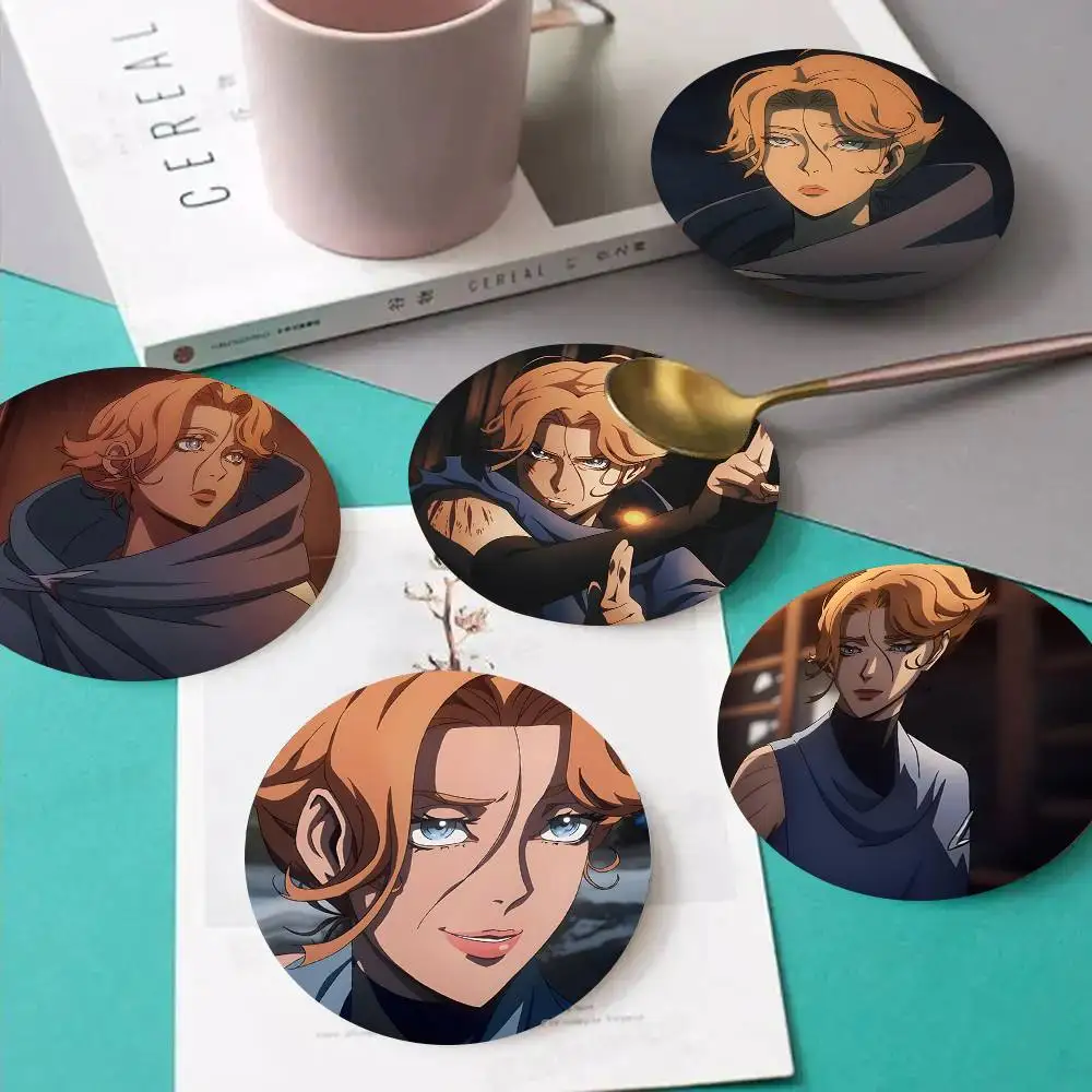1pc Castlevania Anime Sypha Alucard Wooden Coaster Colour Printing Cup Mat Home Desk Decoration Gifts
