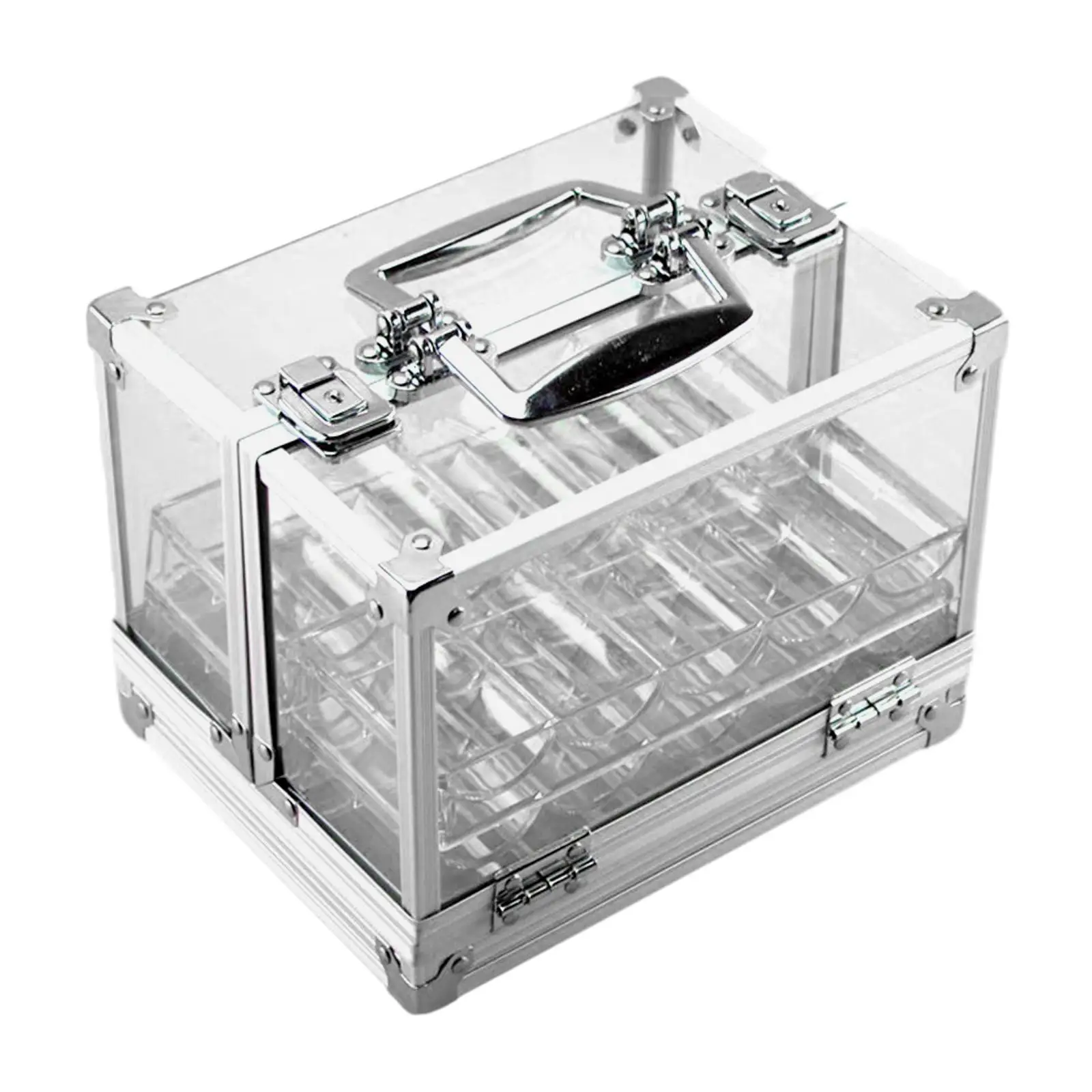 

Acrylic Chips Case Chip Carrier Hold 600Chips Shockproof Multipurpose Clear with 6 Chip Trays for Parties Drinking Props