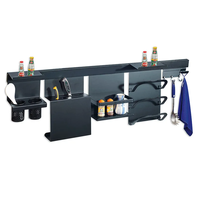 

Space Aluminum Kitchen Shelf Pendant Tool Holder Six-piece Set Multi-functional Combination Kitchen