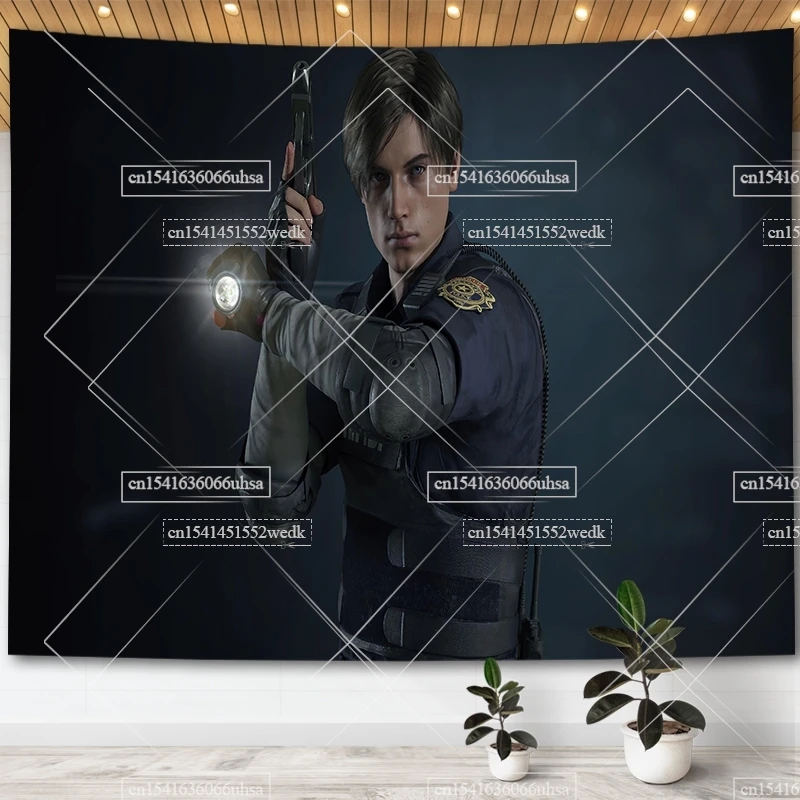 Leon Kennedy Tapestry  Things To The Room Game R-Resident Posters Home Decoration Aesthetic Resident Evil Meme Tapestrys Macrame