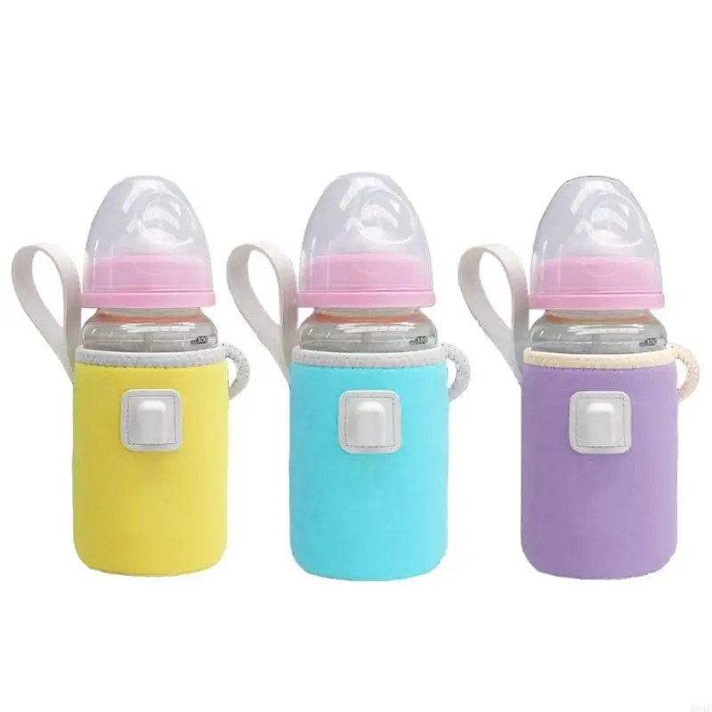 D84E USB Milk Warmer Bags Travel Water Heat Keeper พร้อมสายเคเบิลชาร์จและที่จับเครื่องทำความร้อนขวดเด็กสำหรับรถเข็นเด็ก