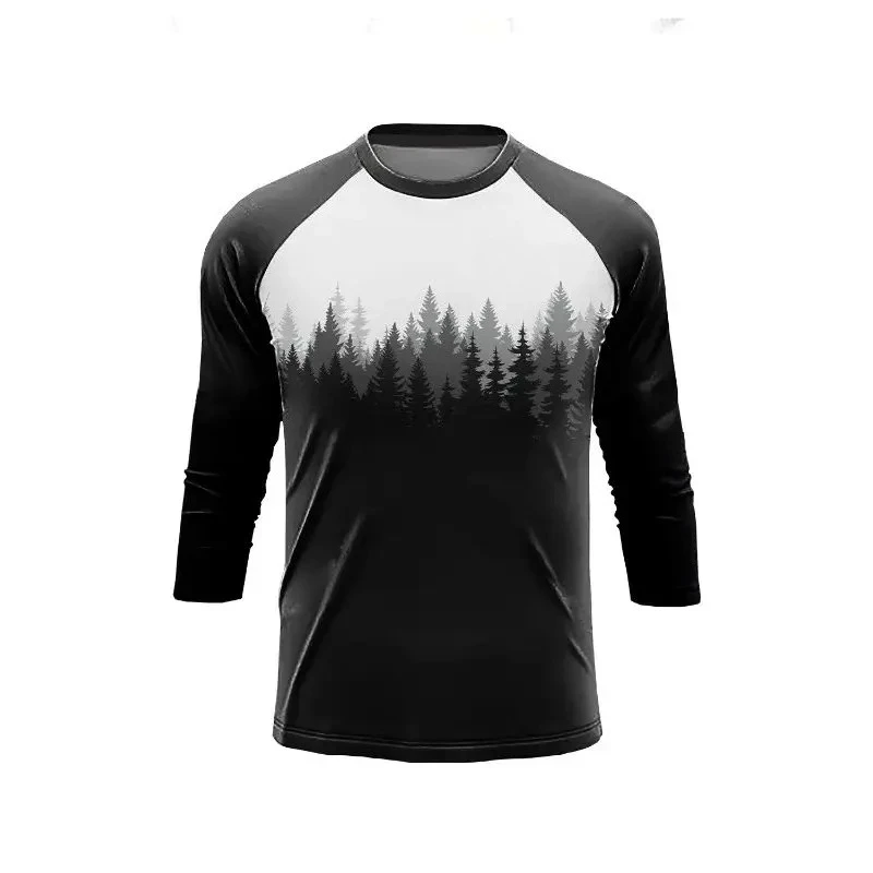 Outdoor Camping Long Sleeved Top Mountain View Pattern Comfortable Breathable Suitable For Camping Hiking And Other Scenarios