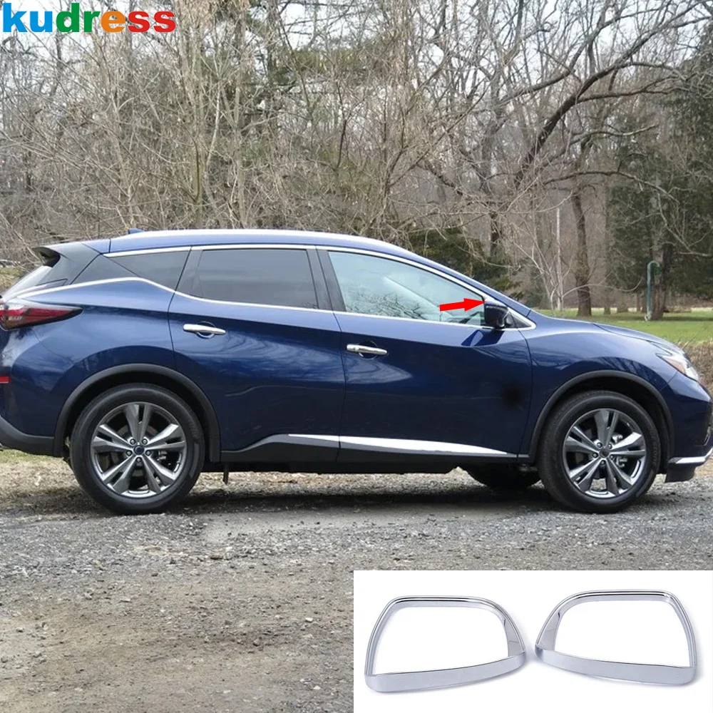 For Nissan Murano 2015-2018 2019 2020 2021 2022 Chrome Car Rearview Mirror Eyebrow Rain Shade Sun Visor Cover Trim Accessories