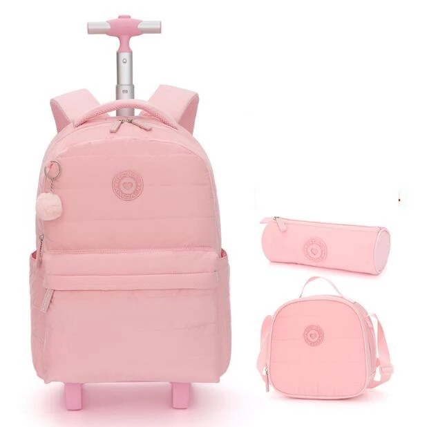 18 inches Wheeled Rolling Backpack for Girls School Students Books Laptop Backpack On wheels School Trolley Bag Short Trip Bag