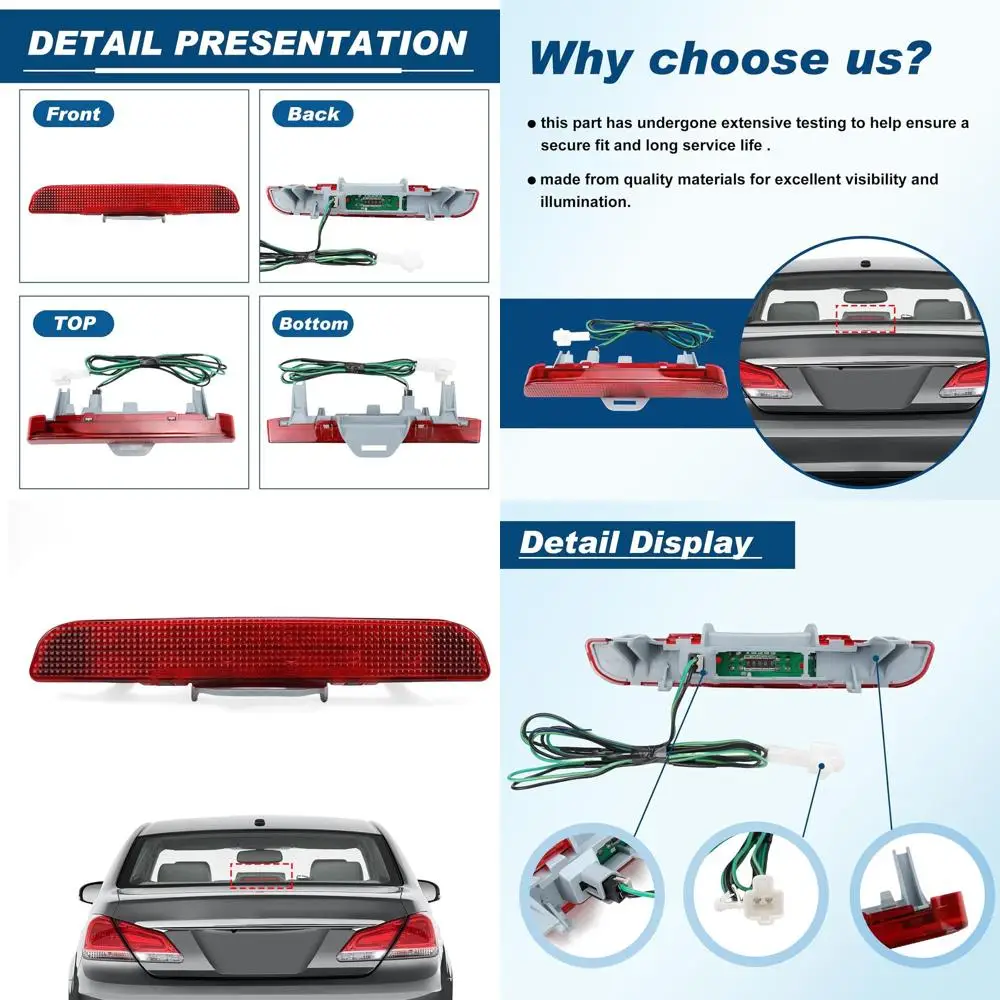 

New High Mount 3rd Brake Light for 2005-2012 Toyota Avalon, Compatible with Part #923-40281570-AC030