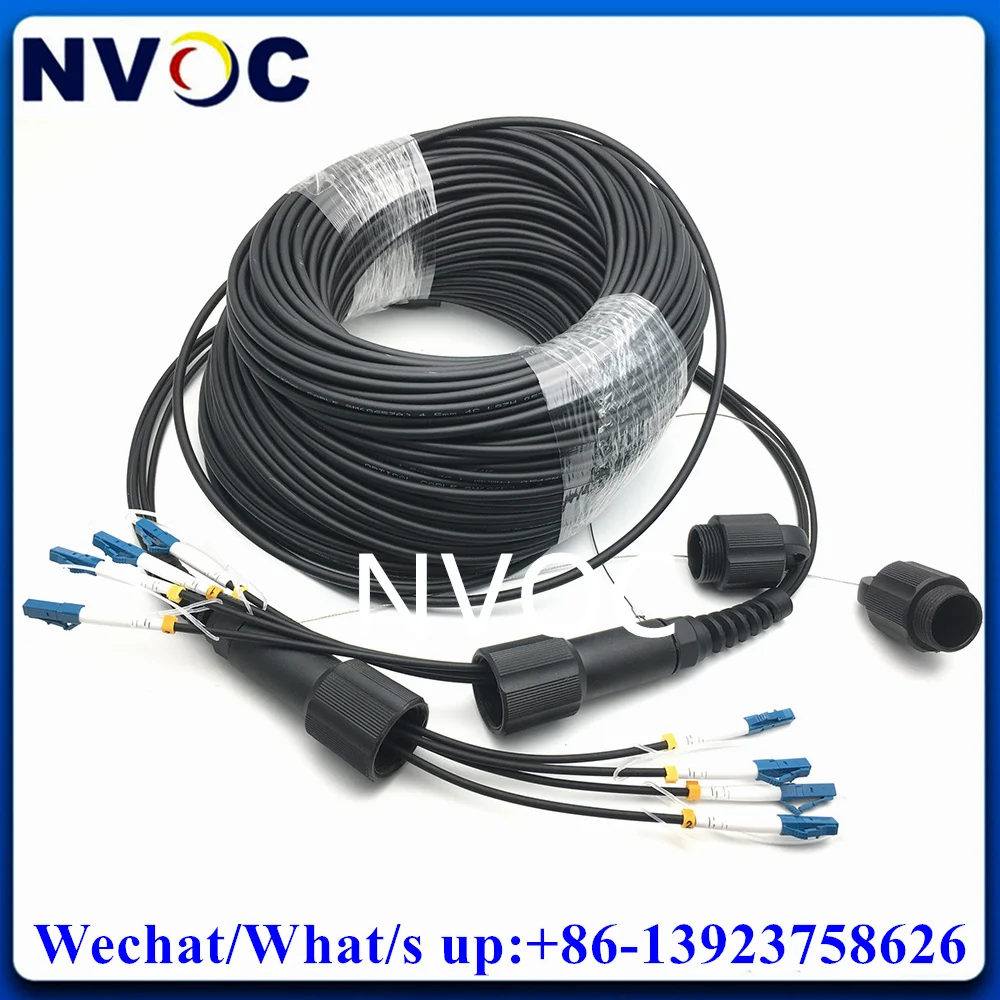 3Pcs 4Core 100M SM G657A1,4.0mm LSZH/4.5mm TPU Black Cable,4C White PDLC Boot Outdoor Armored Fiber Optic Patch Cord Protector