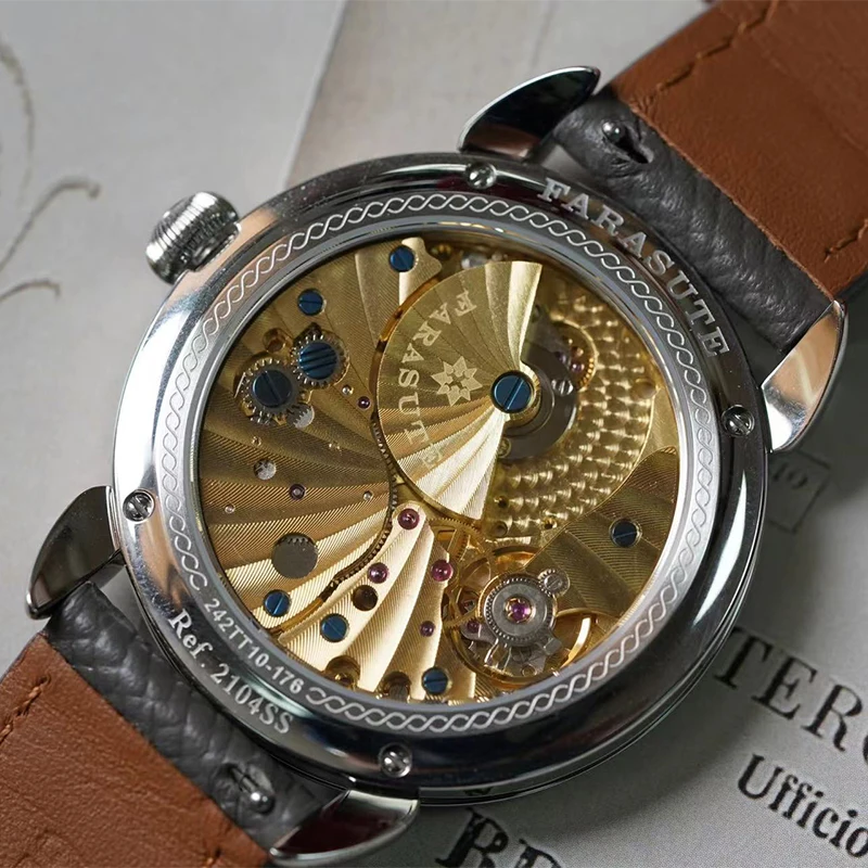 FARASUTE 男性自動腕時計 40 ミリメートル機械式腕時計サファイアミラーエナメルホワイトドラゴンダイヤル Hangzhou5000 ミニローター